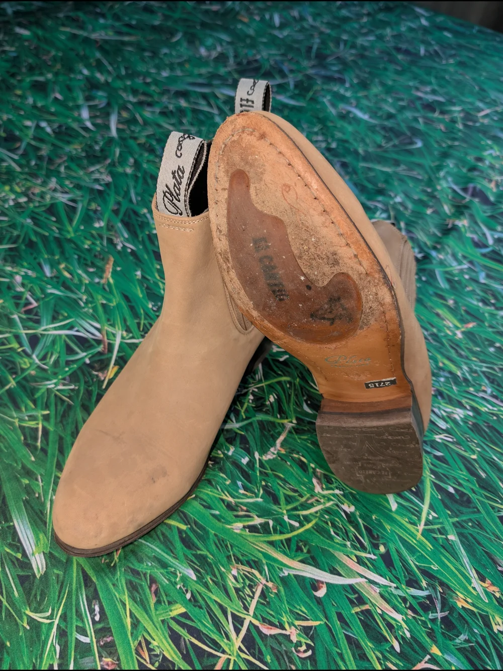 El Canelo men's charro short Chelsea Ankle Boots Genuine Leather Camel 10.5